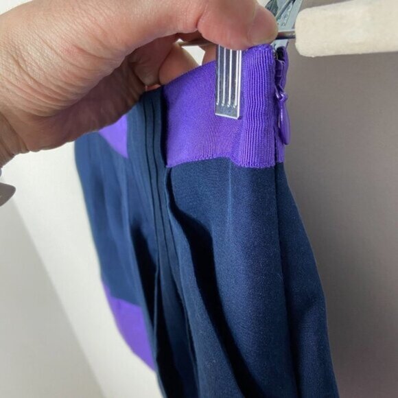 Ted Baker Silk‎ Purple Colour Block Mini Skirt Elbert Navy Blue Size XS or TB 1 - Picture 5 of 12